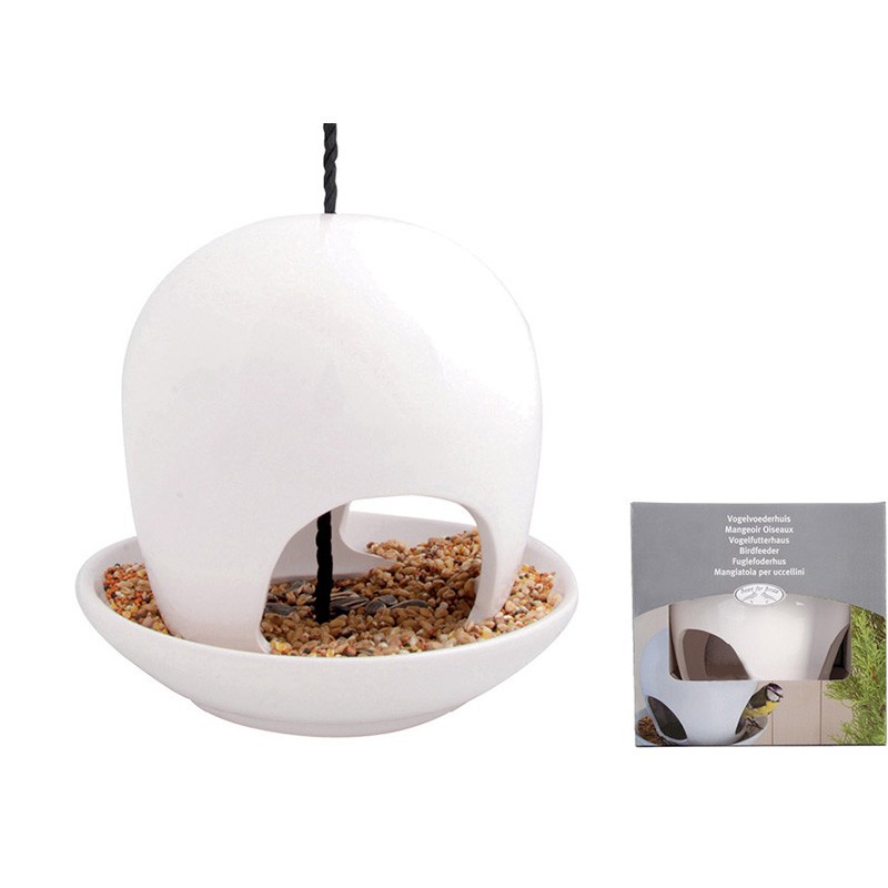 Vogelvoederhuis Keramiek wit - Esschert Design afbeelding