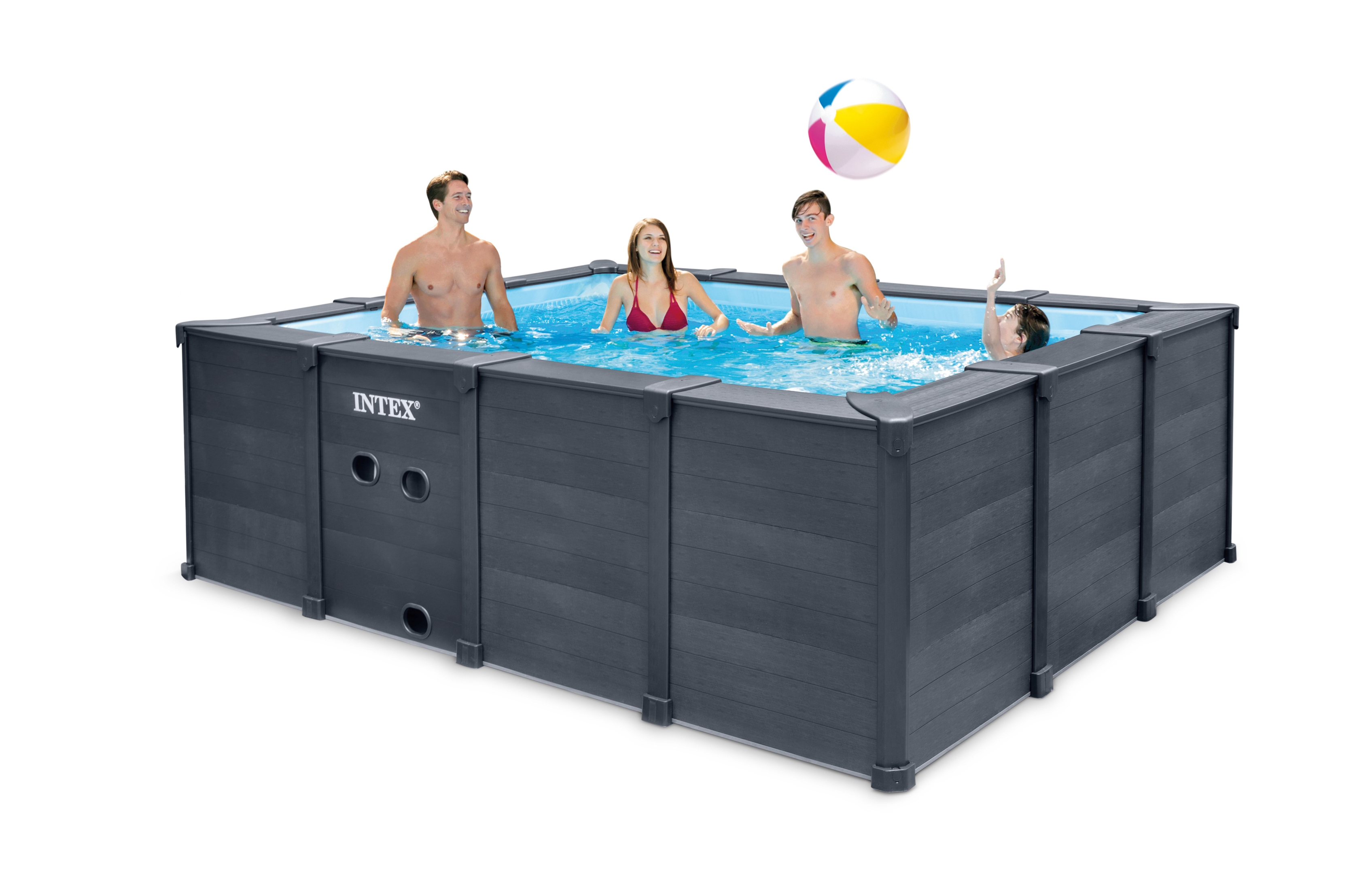 Intex Graphite Grey Panel zwembad complete set - 400 x 300 x 124 cm afbeelding
