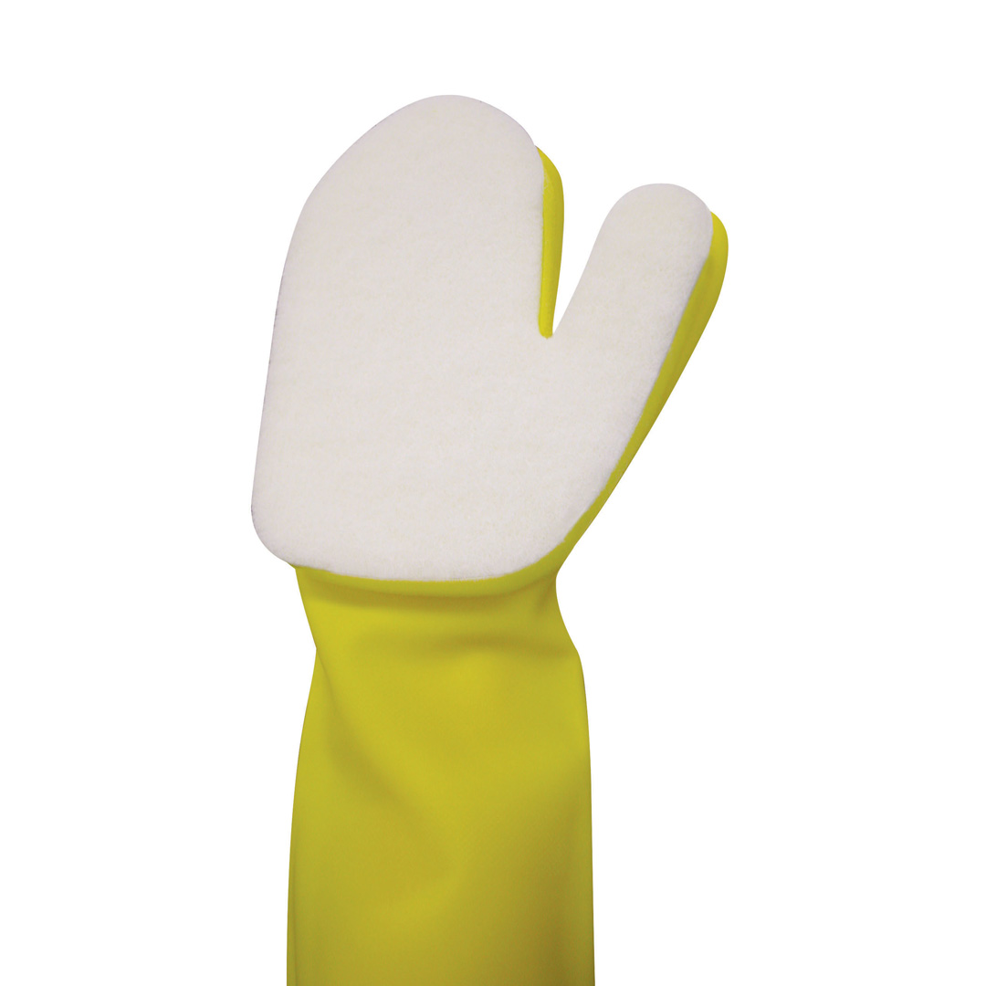 Schoonmaakhandschoen met schrob pad afbeelding