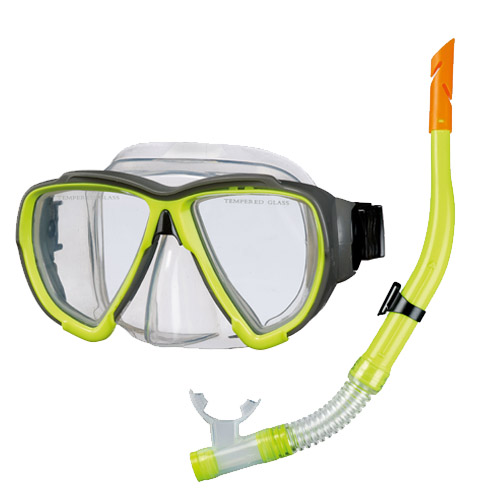 Snorkel en Duikbril set voor volwassenen Geel afbeelding