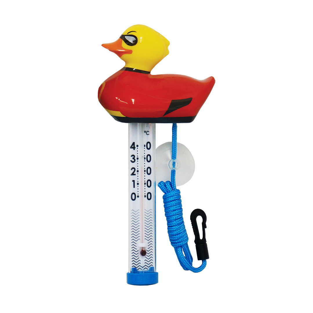 Thermometer kleurrijke eend superheld afbeelding